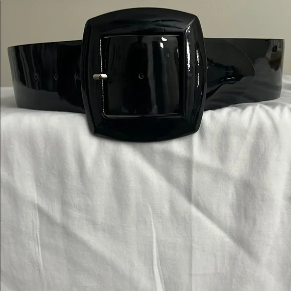 Ann Taylor Paten Leather Black Belt. Size XS. Measures 36”. Gently worn. - Picture 2 of 8